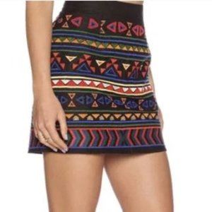NWT - Sam Edelman mini skirt - beaded & embroidered on Black - Size 2 -